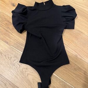 TCEC Black Puff Sleeve Bodysuit